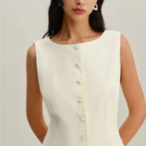 RIHOAS Cream Button-Front Mini Dress